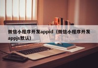 微信小程序開(kāi)發(fā)appid（微信小程序開(kāi)發(fā)appjs默認(rèn)）